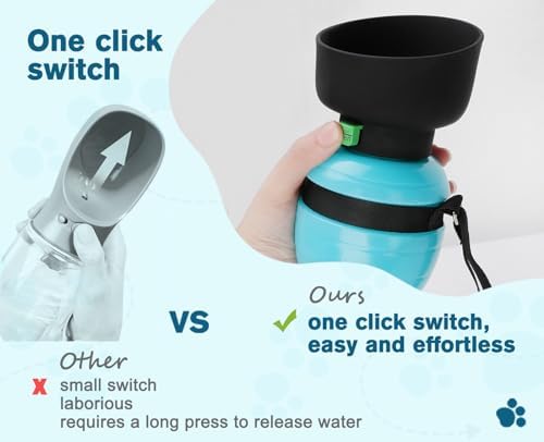 Pecute Portable Dog Water Bottle, 2 in 1 Cat Dog Travel Water Bottle Bowl Leakproof with Double Seal, BPA Free, Lightweight, Pet Small Animal Water Bottel Dispenser for Outdoor Walking Hiking Travels