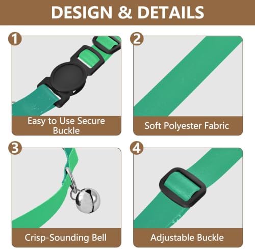 Green Gradient Easy to Clean Cat Collars 2 Pack Pet Collars for Cats
