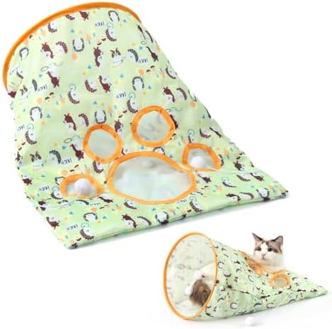 Cat Sack Hide & Seek Tunnel Bags - Interactive Cat Toy with Plush Ball & Crinkle Paper