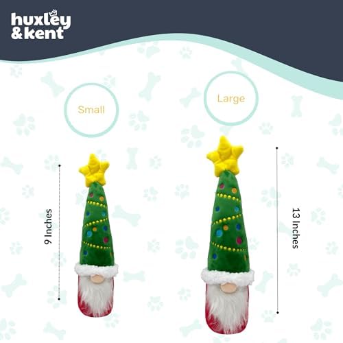 Huxley & Kent Funny Dog Toy w/Squeaker – Holiday Power Plush Squeaky Dog Toys for Small, Medium & Large Dogs – Soft Stuffed Animal for Indoor Play & Fetch - Fetchies® Let's Get Lit Gnome, Small