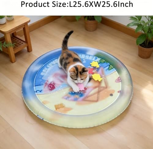 Upgraded Thickened Cat Water Bed Interactive Cat Toys Pet Play Mat Water Pad for Indoor Cats Multiple Breeds Stress Relief (Blue, Small(L25.5XW25.5Inch))