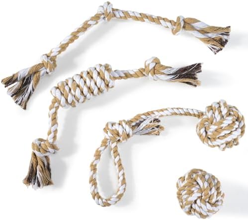 wodoca [4 Pack] Dog Rope Toys, Puppy Teething Duty Cotton Knot Chew Rope for Small Medium Dogs, Interactive Tug of War Dog Toys for Boredom, Teeth Cleaning
