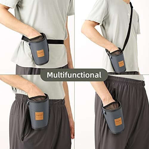 Dog Treat Training Pouch 3 Ways to Wear Elastic Leak-Proof Food Mesh Design Built-in Poop Bag Dispenser Adjustable Multifunctional Shoulder/Waist Bag for Pet Walking and Travel（Grey）