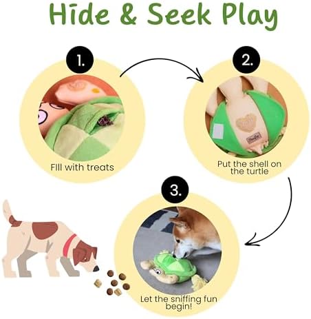 Interactive Dog Toys, Durable Chew Squeaky Tug of War Toys for Large Medium Small Dogs, Snuffle Puppy Toy for Teeth Cleaning, 2 in 1 Puzzle Toy, Birthday Gift -Turtle