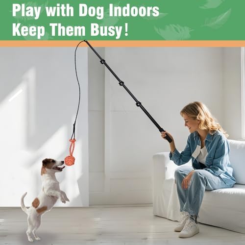 Flirt Pole for Dogs Heavy Duty 48inch Extendable Aluminum Alloy Dog Flirt Pole for Large/Medium/Small Gogs,Interactive Dog Toys for Indoor/Outdoor
