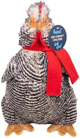 Fuzzl Plush Super Soft Big Cheeky Chuck Chicken Dog Toy & Comforter – Cuddly Plush with Squeaker, Gentle Dog Toy for Puppies & Small to Medium Dogs