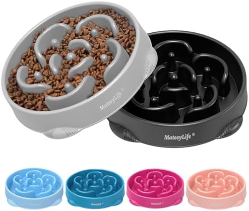 MateeyLife 2-Pack Slow Feeder Dog Bowls, 4 Cups, Dog Puzzle Feeder Bowl