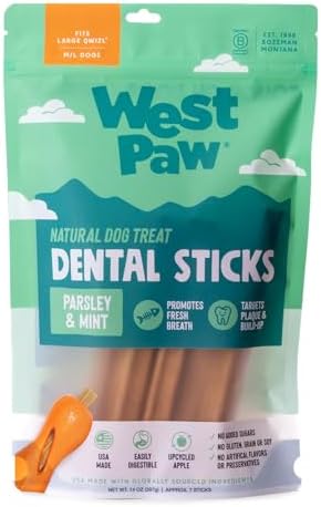 WEST PAW Dental Sticks Durable Dog Chew for Interactive Play, Clean Teeth and Fresh Breath - Safe Reliable and Long Lasting - 14 oz Bag for Large Dogs