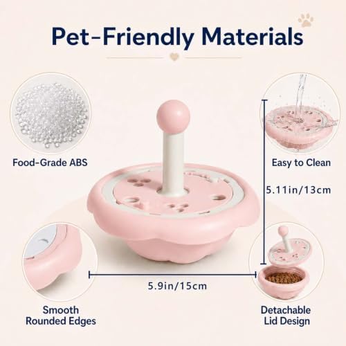 Cat Puzzle Feeder Toy, Adjustable Treat Dispenser, Pink