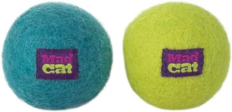 Mad Cat Wacky Wool Balls, Catnip and Silvervine Blend Cat Toys, Pack of 2