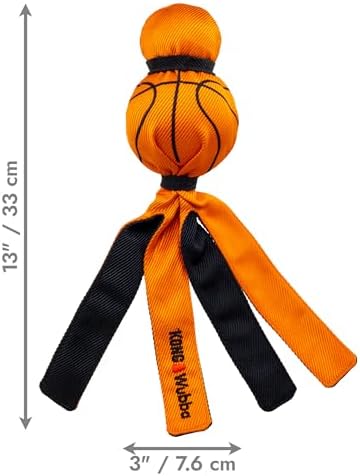 KONG Wubba Sport Dog Toy – Reinforced Tug & Toss Toy with Squeaker and Floppy Tails for Fetch & Interactive Play (Basketball, Large)
