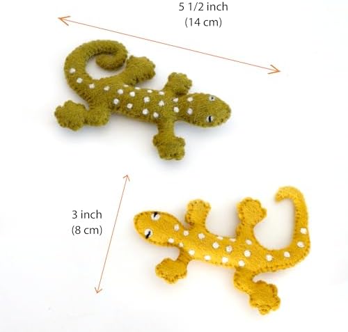 Glaciart One Felt Lizard Cat Toy – 2 Pcs | Soft Fuzzy Enrichment 100% Natural Wool - Interactive Catnip Play Cat Toy Set - Safe for Pets, Non-AZO Colored Dyes