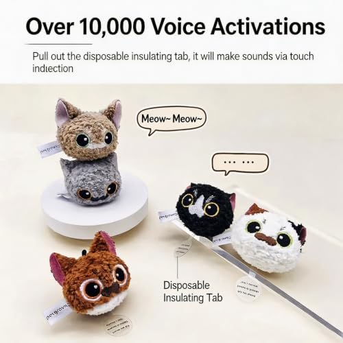 Interactive Cat Toy with Realistic Meow Sounds, Touch Activated Self Play Plush Kitten Toy, Durable Bite Resistant Cat Plush Ball, Cat Entertainment Toy for Indoor Cat （British Shorthair）