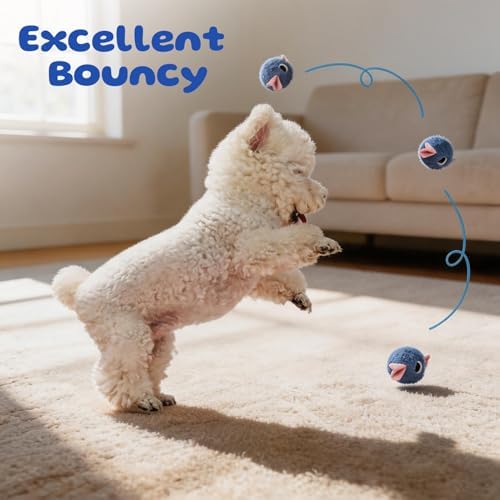 Squeaky Plush Ball Dog Toys for Small Dogs, Mini Breed, 2'' Soft Fuzz Ball