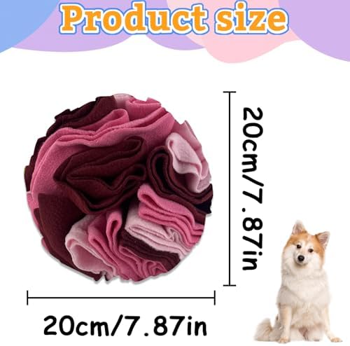 Andiker 5.9" Snuffle Ball for Dogs, Plush Colorful Interactive Snuffle Ball Hide Treat Dog Puzzle Toy for Relieving Boredom and Training Machine Washable Dog Balls for Small Dogs (Pink, L)