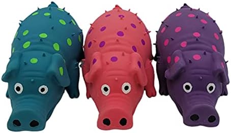 3 Pack Latex Pig Dog Toys that Oinks Dog Squeaky Toy for Small Medium Large Dogs (Red, Blue, Purple)