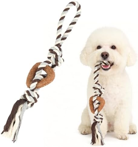 Dog Chew Toys for Aggressive Chewers – Puppies & Adults, Multiple Textures & Rope, ndestructible Tough Durable Interactive Dog Toys, Brown Triangle