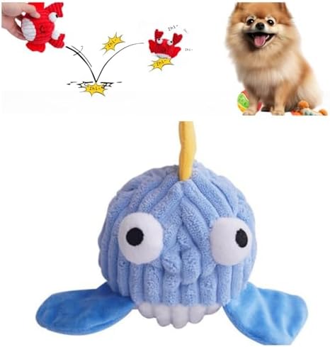 Interactive Squeaky Dog Chew Toy,No Stuffing Interactive Chew Toy for Small Medium Large Dogs, Training Reward Gift for Pets(Blue Whale)