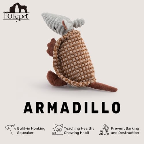 Hollypet Armadillo Squeaky Puppy Dog Toys for Small Medium Dogs, 8"