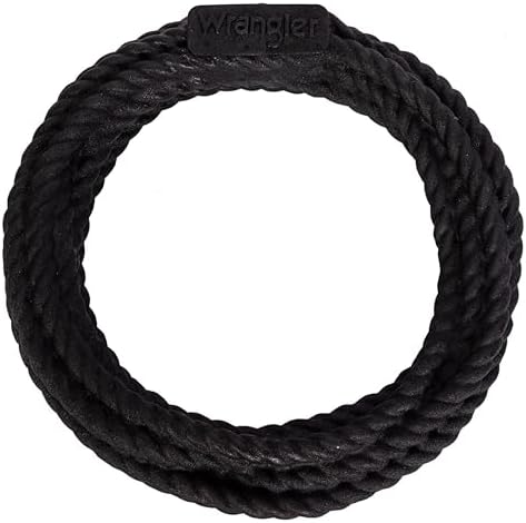 Wrangler Foam Coiled Rope Dog Chew Toy – Scented Dog Rope Toy for Medium to Large Dogs – Pet-Safe Foam Toy for Tug & Fetch – Promotes Healthy Chewing - Indoor/Outdoor Play (Black, Chicken)