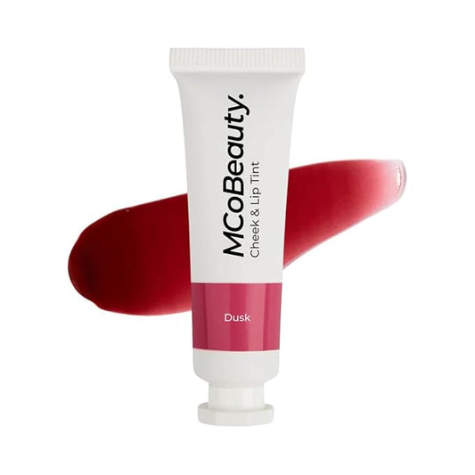 MCoBeauty - Cheek and Lip Tint - Gel-Cream Formula for Buildable Color - Multi-Use Tint for Lips and Cheeks - Dusk, Cherry Red Shade -Liquid blush for Cheeks & Lips