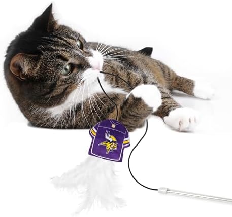 Pets First NFL Minnesota Vikings Team Jersey Wand with CAT NIP, Cat Toy Jersey Shaped Plush Teaser Toy for Cats & Kittens - Interactive Pet Toy for Play & Exercise