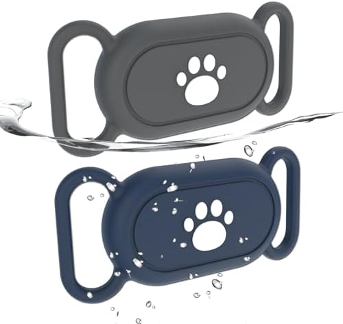 2 Pack Waterproof Dog Collar Compatible with Samsung Galaxy SmartTag2 | Silicone GPS Tracker Hidden Loop Holder for Smart Tag2, Anti-Lost Collar Tag2 Paw Case (Blue Grey)