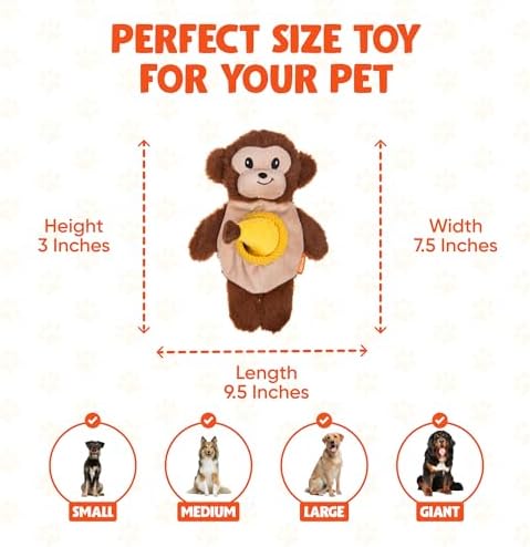 Snackerz Plush Dog Toy - Ruff Guard Technology - Large Squeaker & Hidden Fruit with Squeaker for Burrowing Fun and Interactive Play - Squeaky Dog Toys Suitable for All Breeds