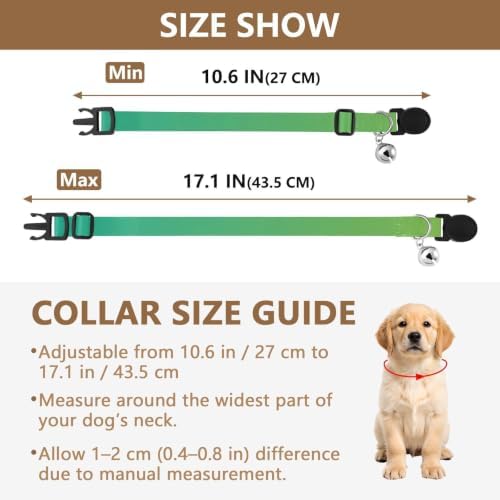 Green Gradient Pet Collar 2 Pack Lightweight Small Dog Collar Adjustable Length 10.6" to 17.1"