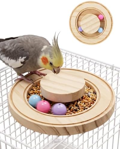 Wooden Bird Foraging Puzzle Toys with Safe Chewing Beads