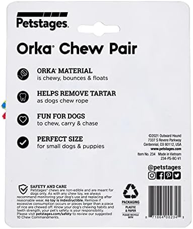 Petstages Mini Orka Chew Pair Bone & Dumbbell Dog Toys - 6 Pack