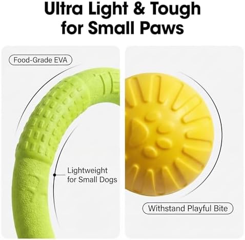 Small Dog Ball with Strap, Floating EVA Interactive Toy (Green, Small)