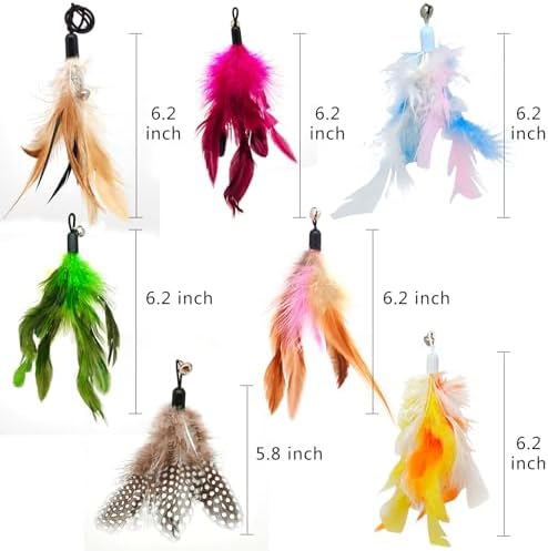 miwoowim 12 Pack Cat Wand Toy Refills with Bells, Teaser Toys Replacement