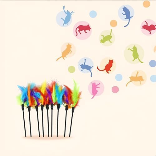 1Pc Colorful Pet Teaser Wand, Interactive Teaser Stick Teaser Toy Wand Interactive Teaser Wand Funny for Stick Catcher Wand Pet Interactive Cats Kitten Cat Feather Feather Toy