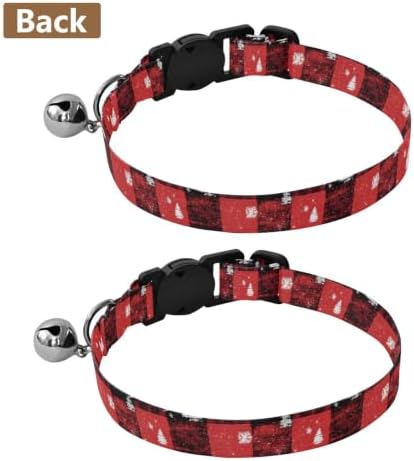 Red Black Plaid Bear Kitten Collar with Bell 2 Pack Kitten Collars Adjustable Length 10.6" to 17.1"