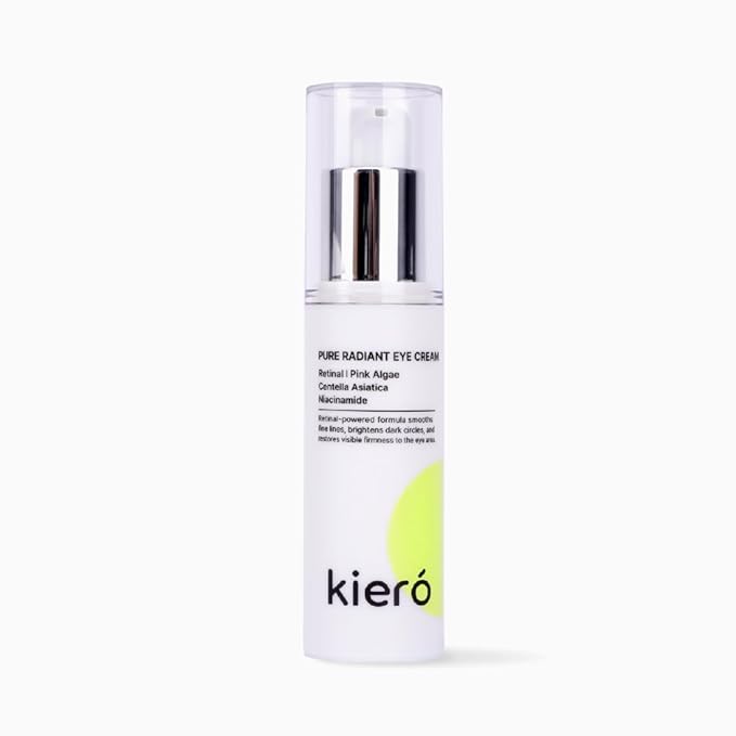 Kiero Pure Radiant Eye Cream - Lightweight & Fast-Absorbing Eye Crea for Puffiness, Bags Under Eyes & Dark Circles - Vegan, Firming Eye Moisturizer with Niacinamide & Centella Asiatica (0.85 fl oz)