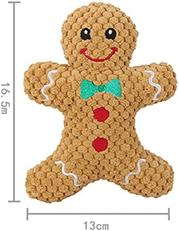 Dog Squeaky Toy Interactive Train Supplies Cloth Reduces Destructive Suitable for Small Medium Large Dog Pets, Gingerbread Man