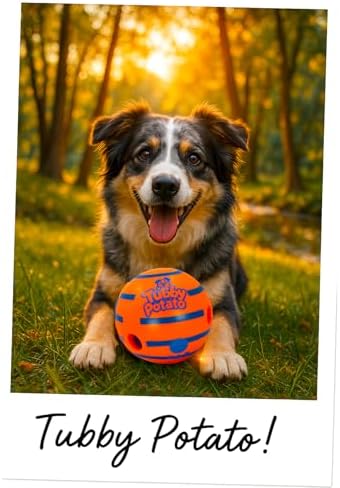 Tubby Potato™ Tater Tumbler Sound Ball – Interactive Dog Toy for All Breeds & Sizes | Durable, Makes Fun sounds When Rolled or Shaken, 5.5 Inches, Orange, Preferred by Pets over the wobble giggle toys