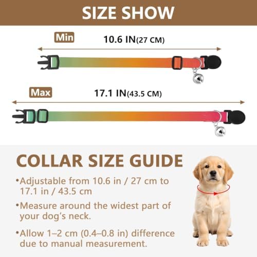 Green Red Gradient Cat Collars 2 Pack Comfortable Cat Collar Adjustable 10.6 to 17.1 Inches