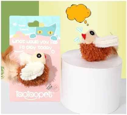 Sound Bird cat Toy, Electronic pet cat Toy, Simulated Animal cat Toy, Feather Tail, cat Stick, Catnip Scent, attracting Interesting Birds, Frogs and Chickens. Three Options are Available.(Bird)
