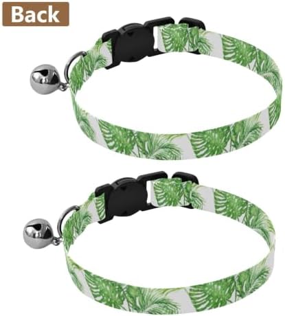 Green Palm Leaf Cat Neck Collar, 2 Pack Cat Collar Breakaway with Bell