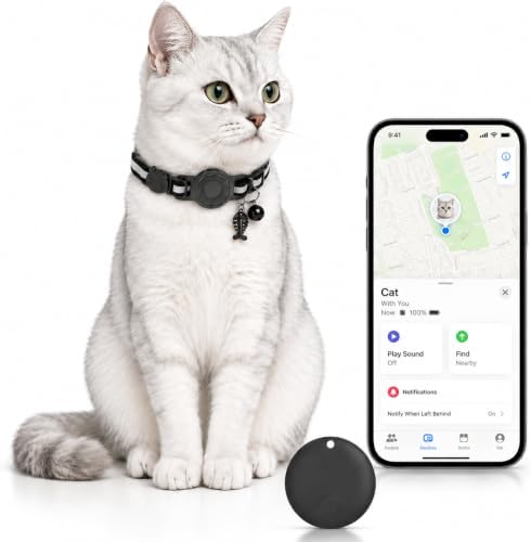 Pet Tracker,GPS Collar for Cats (iOS Only) Smart tag,Waterproof Compatible with Apple Find My,No Monthly Fee,Advanced Tracking Solution Smart Collar for Pet Safety Ideal Small Large Cats