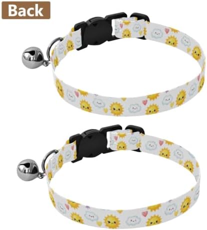 Cute Suns White Pet Collars for Cats, 2 Pack Small Dog Collar with Bell