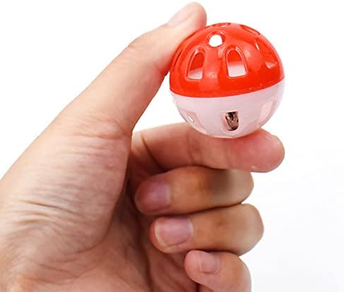 VOVIGGOL 12PCS 4CM Cat Toy Ball with Bell, Pet Ball Kitten Toy with Bell Cat Jingle Balls for Cats Kitten, Plastic Jingle Balls Pounce Chase Rattle Toys, Random Color