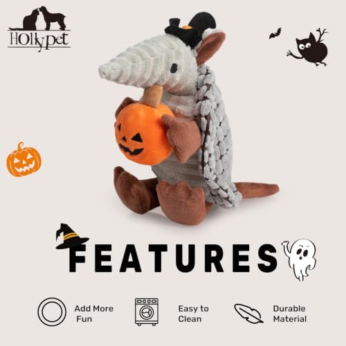 Hollypet Armadillo Squeaky Puppy Dog Toys for Small Medium Dogs, Halloween