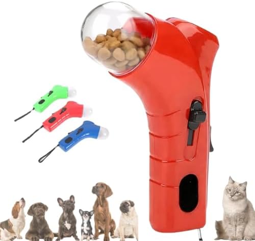 Cat Treat Launcher Gun – Interactive Pet Treat Shooter for Cats & Dogs, Handheld Cat Treat Dispenser, Pet Snack Catapult, Dog Food Launcher Toy for Training & Play (Red)