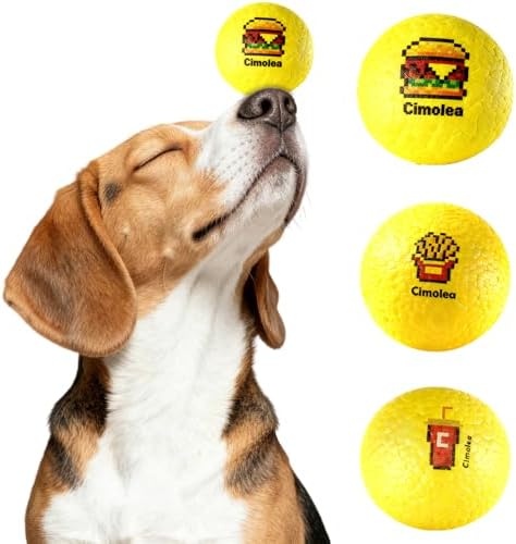 Dog Balls Tennis Balls for Dogs, Interactive Dog Toys for Aggressive Chewers, Dog Toy to Keep Them Busy, Puppy Chew Toys for Teething, Durable Dog Ball for Medium Small (Fast Food-2.6")