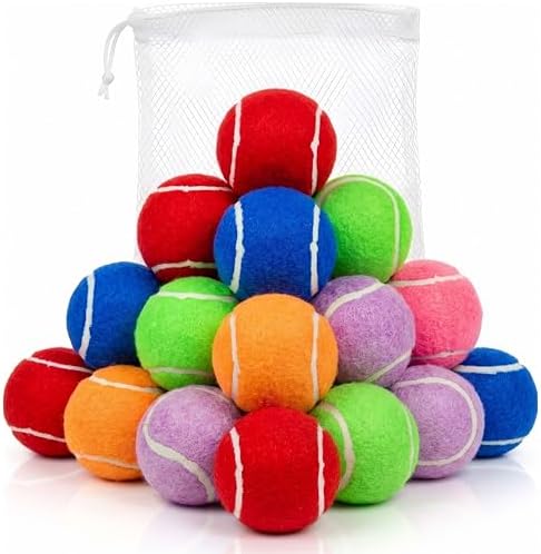 Colorful Squeaky Tennis Balls for Small Dogs and Puppies - 1.5 Inch - 12 Pack - Dog Training Toys for Positive Reinforcement, Interactive Squeaker Ball To Engage Attention Outside, Ball Launcher Fetch