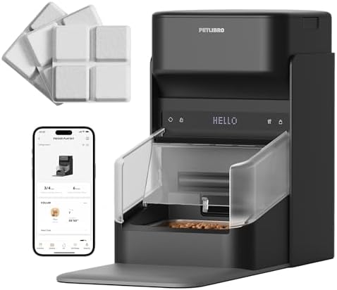 PETLIBRO RFID Automatic Cat Feeder with 6 Packs Pet Food Desiccant Bag, Collar Sensor for Personalized Meals, Wi-Fi Programmable Food Dispenser with Cats Recognition & Diet Tracking