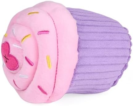 ZippyPaws Birthday Cupcake Dog Squeaky Toys to Keep Them Busy - Pink